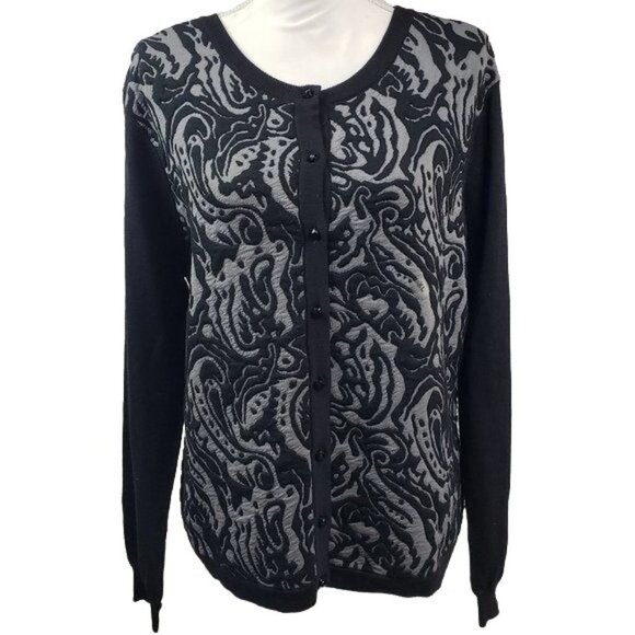 NY‎ & CO Black Gray Abstract Color Block Cardigan XL NWT - Picture 1 of 7